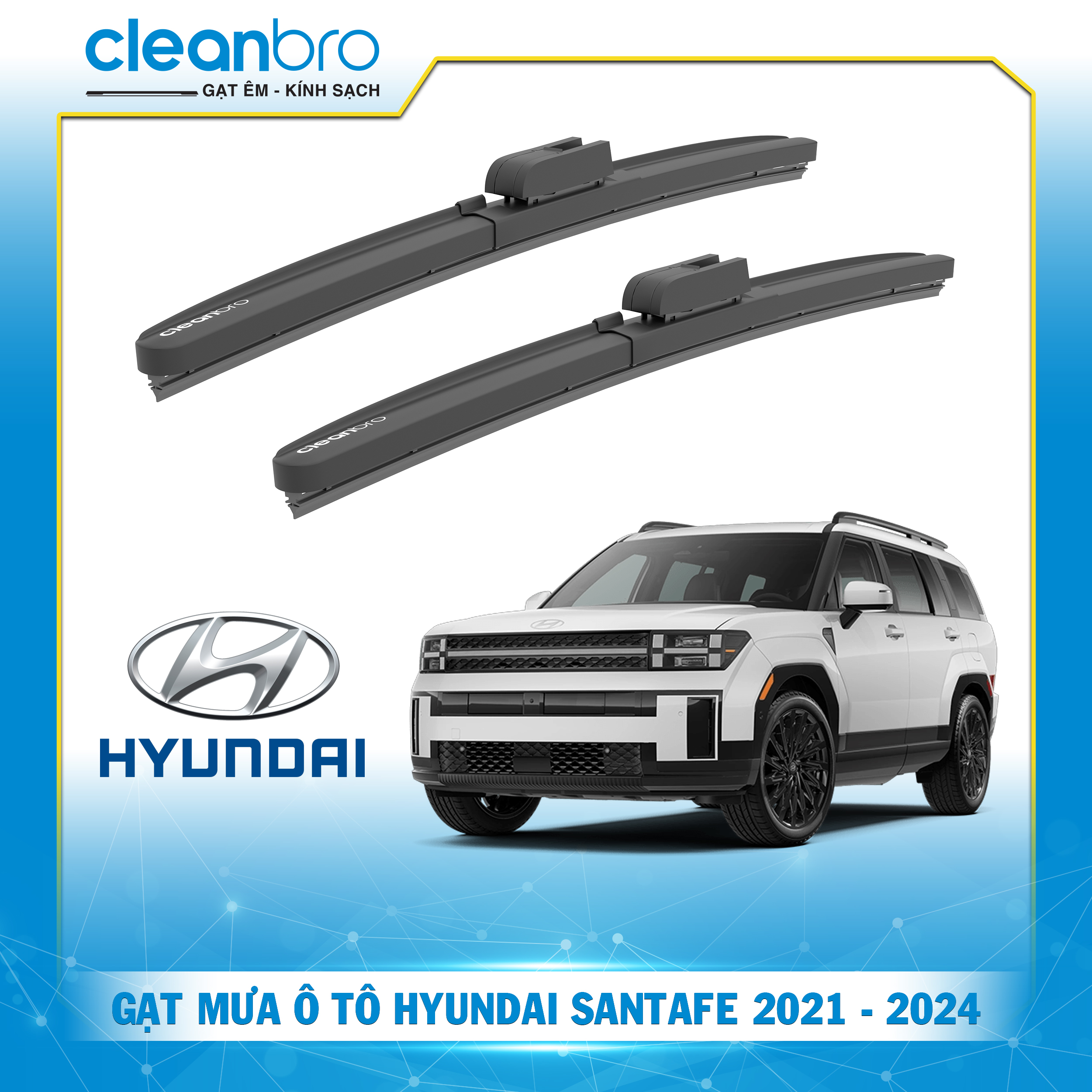 Gạt mưa ô tô hiệu ứng lá sen Hyundai Santafe [2021-2024]